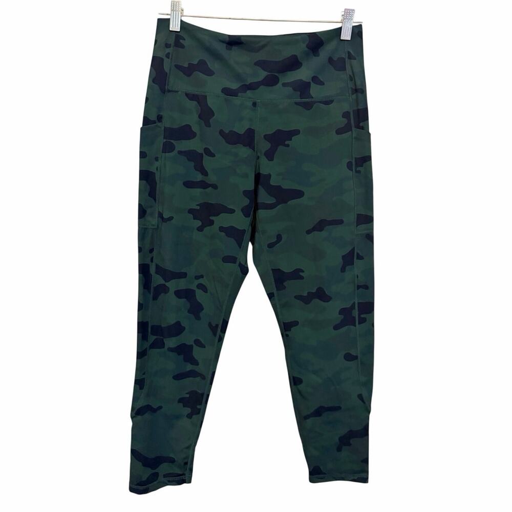 Glyder Camo Leggings 1XL Green Pocket High Waist Workout Athleisure Camouflage